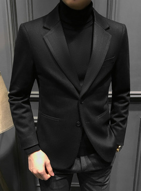 秋季高端男士西服新款高级西装休闲商务单西痞帅修身外套韩版便西