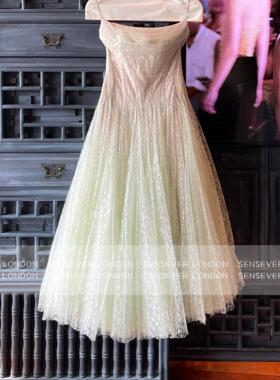 正品授权MONTSAND25ss高定蕾丝高腰收腰抹胸连衣裙