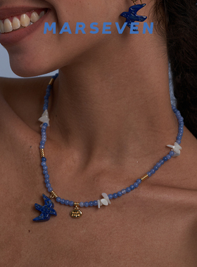 MARSEVEN 海风飞鸽系列天然石鸽子项链S925银气质高级感锁骨链