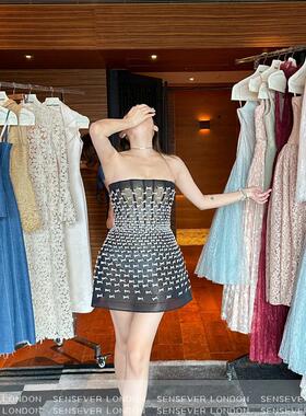 正品授权MONTSAND25ss高定秀款手工满蝴蝶结抹胸裙