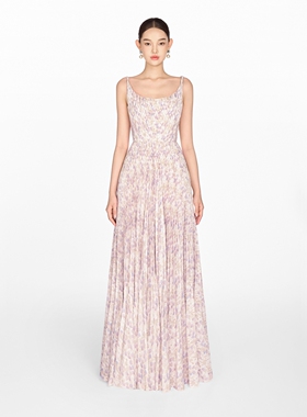 正品授权MONTSAND 24FW越南手工褶皱maxi连衣裙