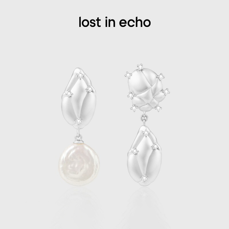 lost in echo2024秋季新款高级银色复古金色珍珠大耳环AB款耳饰女