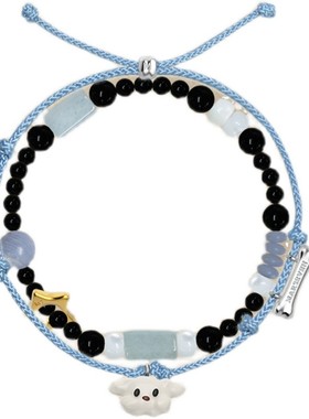 MARSEVEN 小狗系列白色小狗叠戴手链小众原创珠子手串可分开佩戴