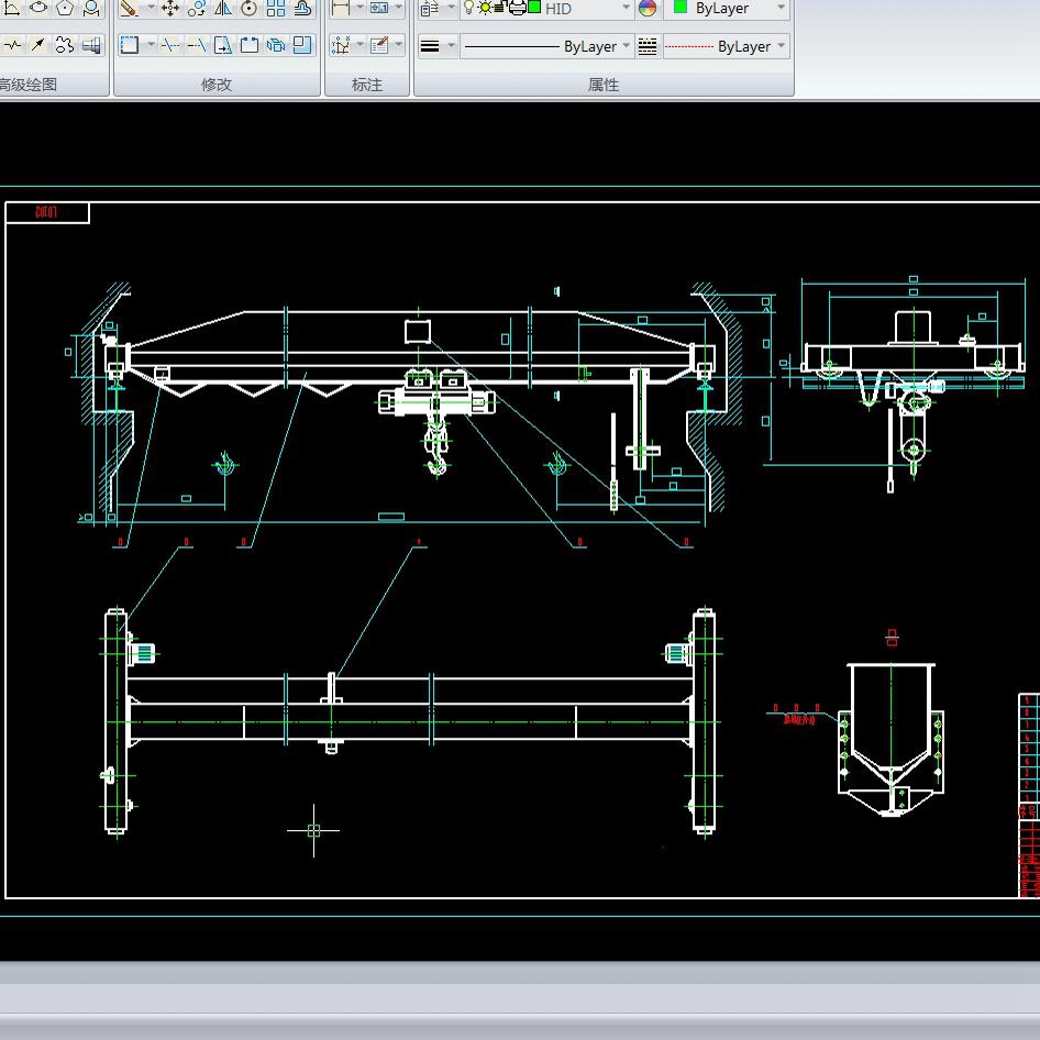 KST012-10T电动单梁起重机全套CAD机械设计图纸大学毕业技术参考