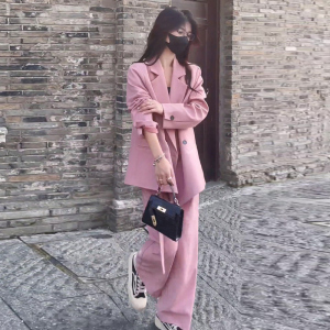 欧货2023春秋新款西服套装女高级感西装宽松外套阔腿裤气质两件套