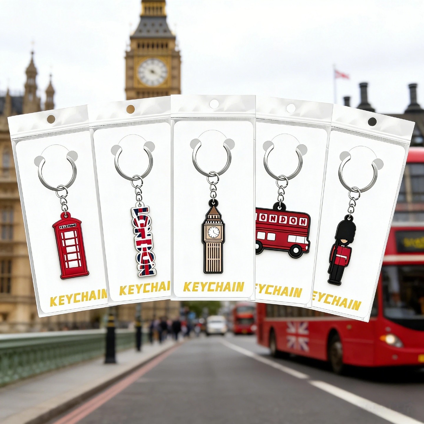 英国风格卡通钥匙扣小礼品汽车钥匙链书包挂件毕业纪念礼物可定制