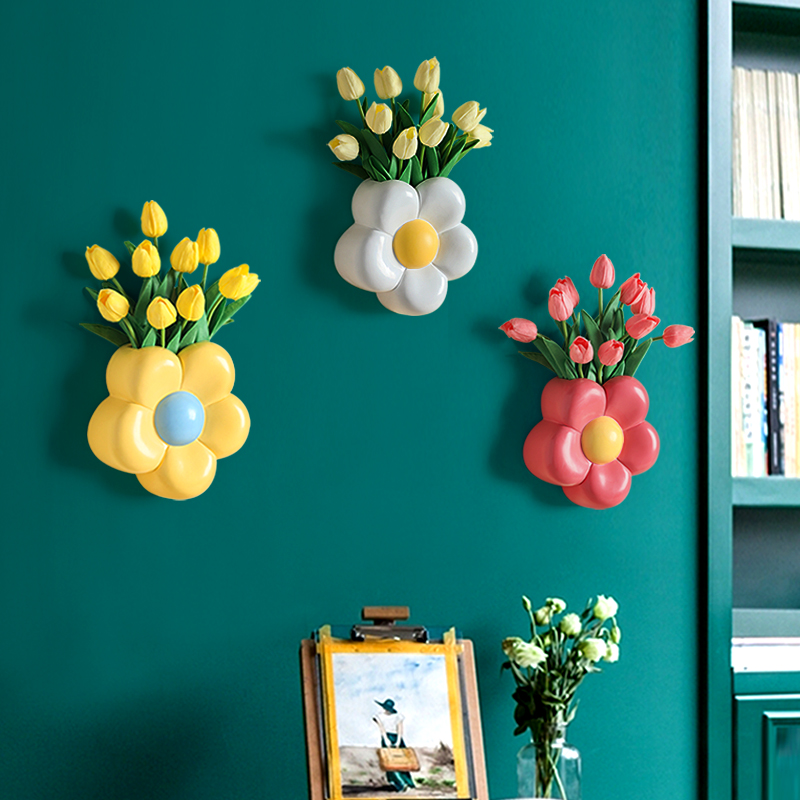 简约现代立体花朵壁饰壁挂花瓶创意客厅玄关背景墙面装饰挂件墙饰
