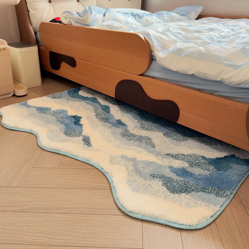 ins风海浪地毯床边毯异形加厚