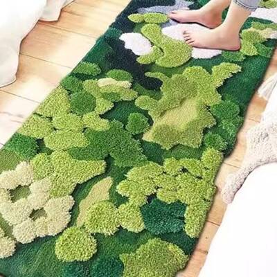 苔藓地毯卧室长条床边毯子