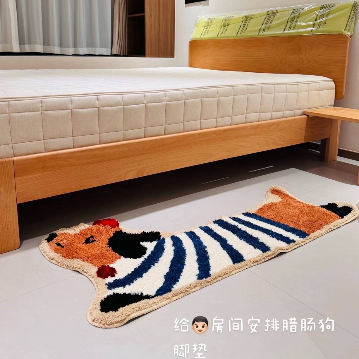 可爱小狗家用儿童植绒柔软舒适卧室床边毯隔凉阳台飘窗垫装饰地毯