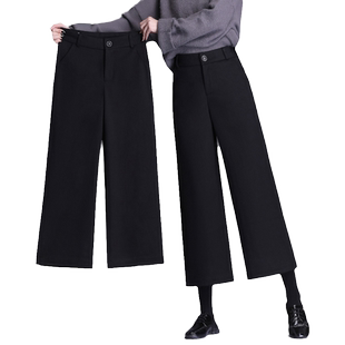 西装阔腿裤女春季2025新款高腰垂感阔脚春秋黑色九分七分小个子