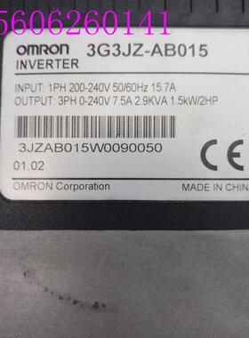 3G3JZ-AB015  拆机 欧姆龙变频器 单相200V/1.5KW 220V包好 询价