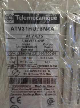 拆机耐德ATV31变频器ATV31HU55N4A 5.5KW/380V  9成新以上 可询价