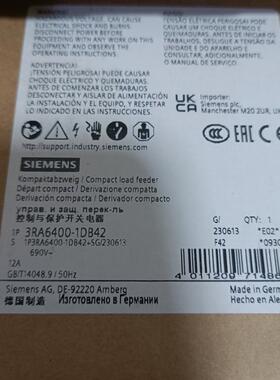 3RA6400-1DB42西门子控制与保护开关电器全新原装正品现货询价