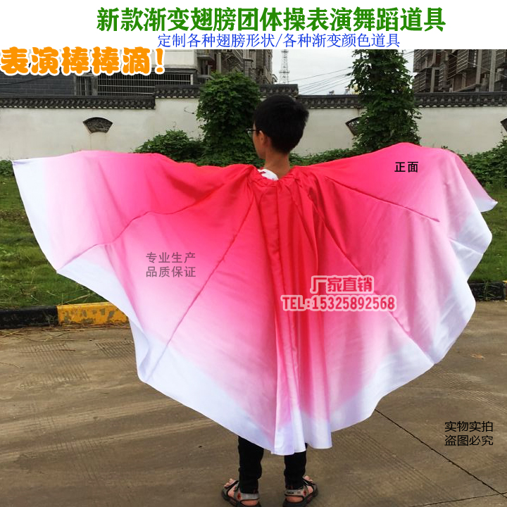 新款创意粉红渐变色翅膀道具舞蹈