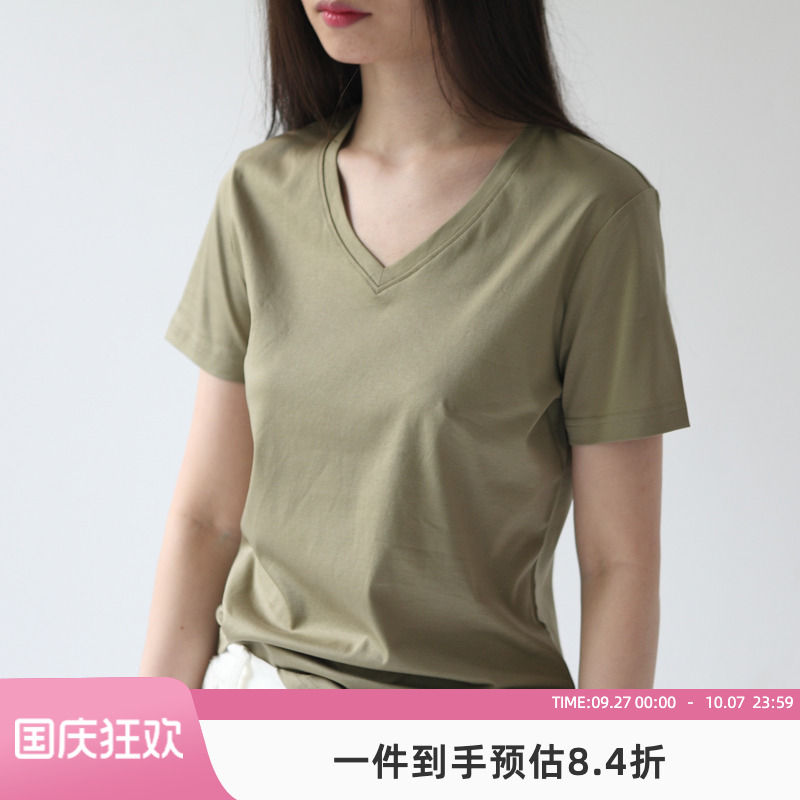 夏装新款女t恤女短袖韩范v领ins超火的上衣女宽松SC13
