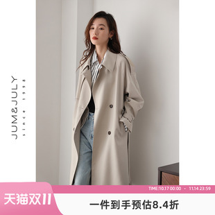 春秋新款 风衣外套女卡其色风衣小个子外套休闲上衣 英伦风中长款
