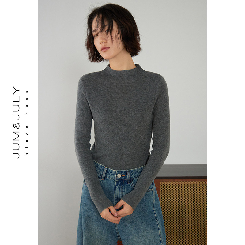 嘉茱莉2025秋冬新款半高领针织衫女高级感打底毛衣修身内搭上衣,女装/女士精品,毛针织衫,淘宝优惠券,粉丝福利购,淘宝优惠卷