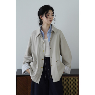 风衣女知识分子翻领外套高级感 小个子中长款 嘉茱莉2025春季 新款