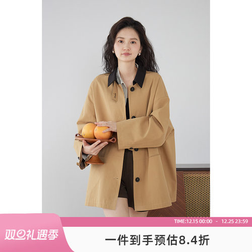 嘉茱莉短款英伦高级感风衣