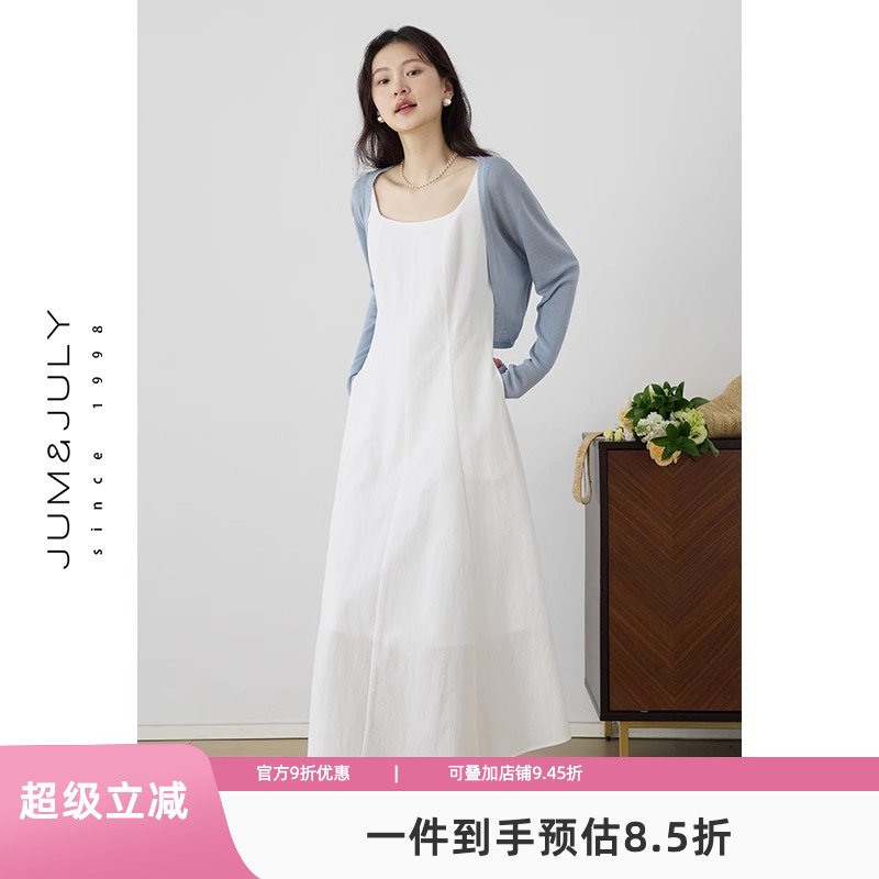 嘉茱莉2025夏季新款无袖背心吊带连衣裙女法式气质收腰吊带裙长裙