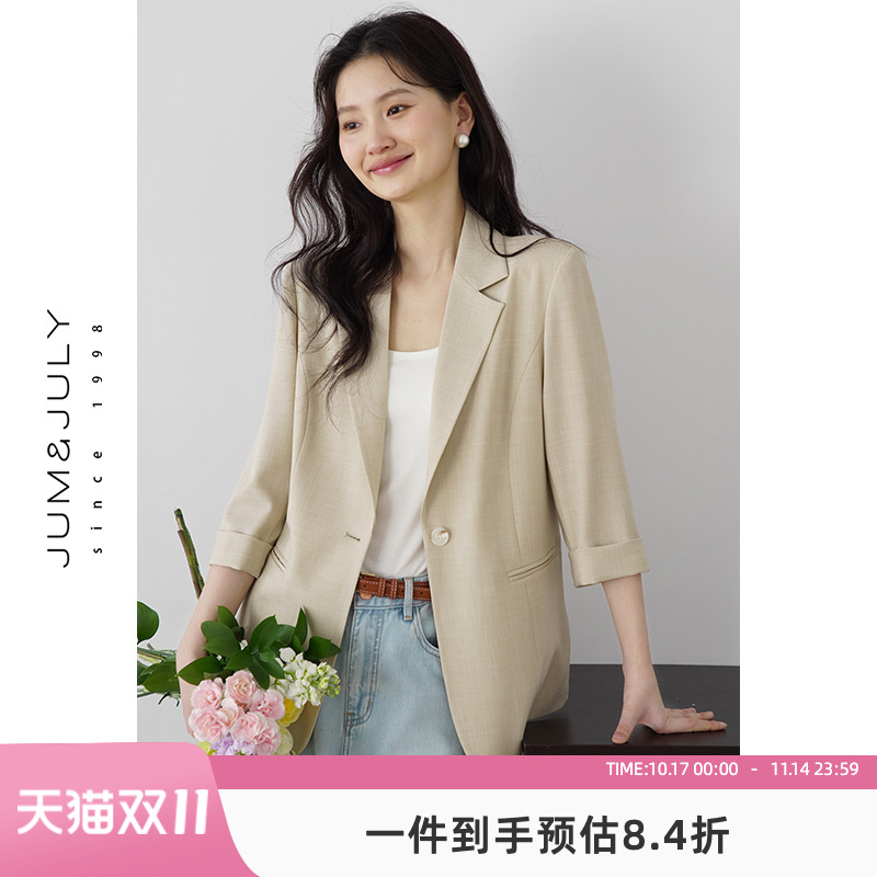 七分袖西服上衣女一粒口通勤气质