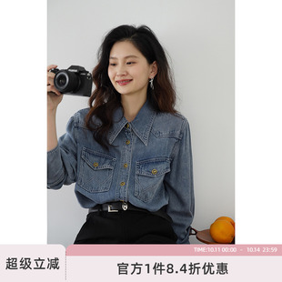 1OO天丝衬衫 女薄款 外套女复古牛仔上衣外套 软牛仔衬衫 嘉茱莉新款
