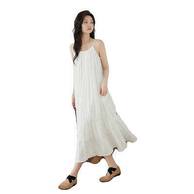 嘉茱莉法式赫本风吊带连衣裙天丝