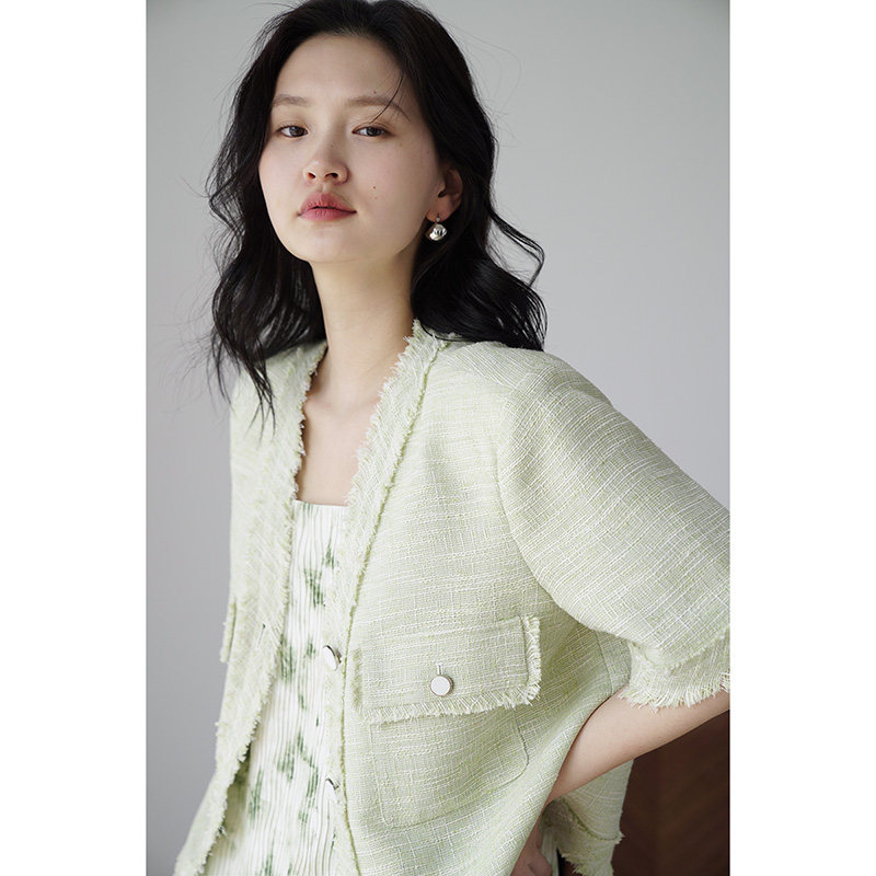 嘉茱莉夏季小香风短袖小个子女图片