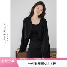 嘉茱莉春季小个子短款上衣外套女2025新款无袖吊带连衣裙两件套