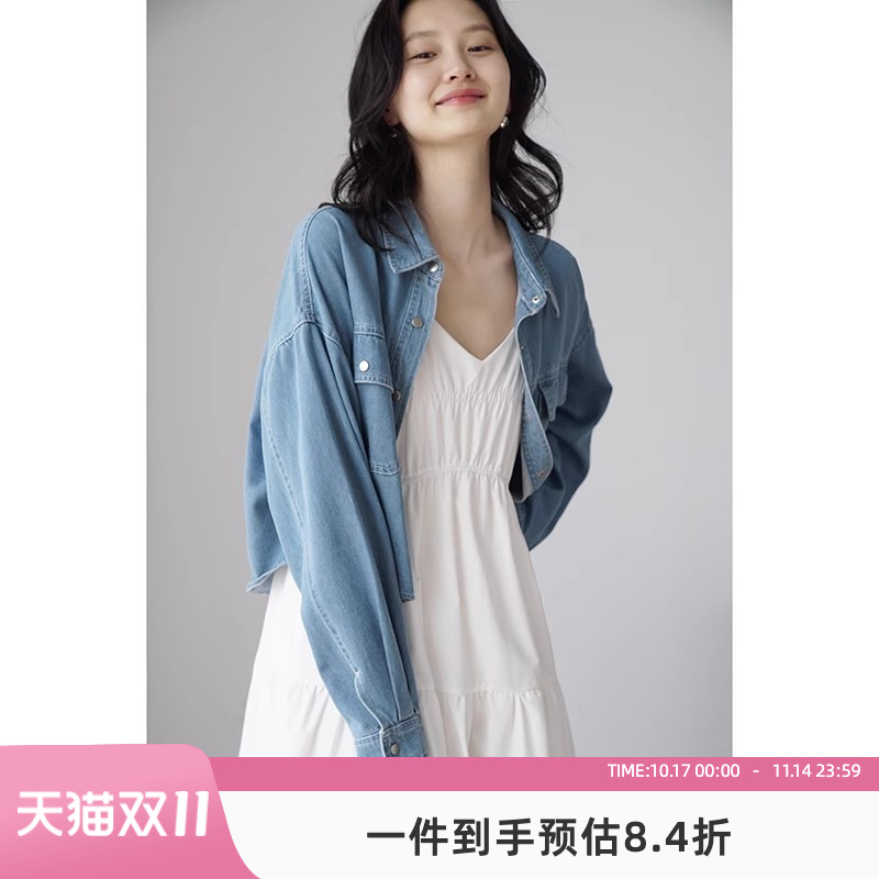 夏季短款牛仔衬衫嘉茱莉小个子