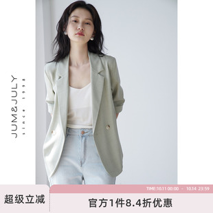 新款 小西装 短袖 外套女薄款 小个子通勤上衣休闲西服 西装 嘉茱莉夏季