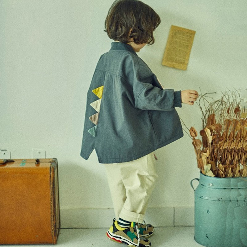 清仓：韩国进口CO春秋男女童宽版立领潮流恐龙牛仔外套 哈伦长裤