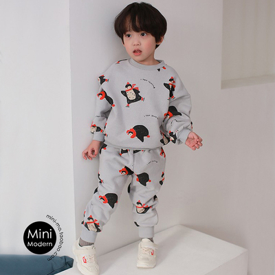 韩国秋冬儿童纯棉长袖卫衣长裤