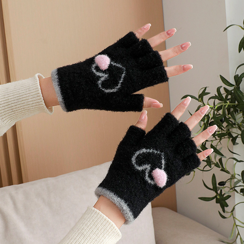 新款保暖防寒半指手套女冬半截毛线加厚手套办公打字学生写字百搭,服饰配件/皮带/帽子/围巾,手套,淘宝优惠券,粉丝福利购,淘宝优惠卷