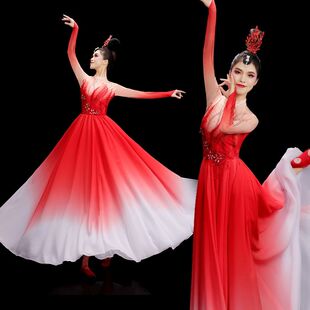 出租开场舞大摆裙演出服2023新款万疆舞蹈服装租赁大合唱演出服