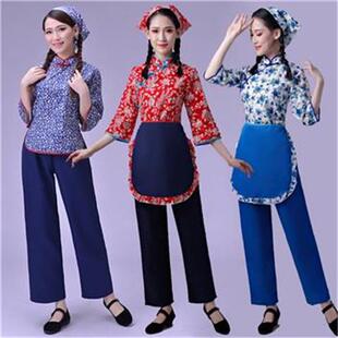 出租采茶女村姑演出服乡村姑娘民族风客家舞蹈阿庆嫂铁梅表演套装