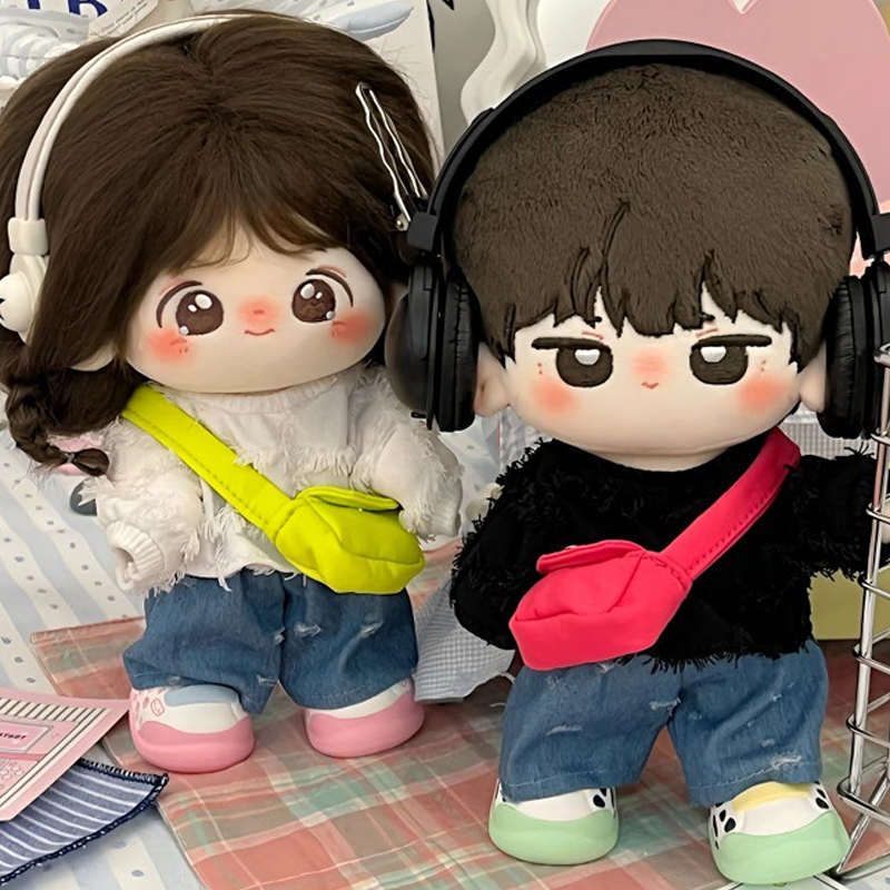 20CM厘米棉花娃娃衣服街头风娃衣外出服上衣破洞牛仔裤子套装包邮