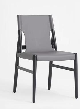 轻奢餐椅马鞍皮椅子家用靠背椅大师设计高档酒店会客洽谈椅书桌椅