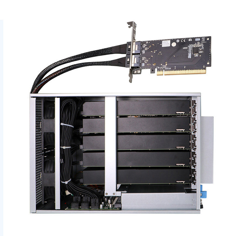 速桥PCI-E转8654转接卡1转5 PCIE4.0 X16显卡服务器GPU底板扩展坞
