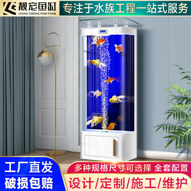 一体成型玻璃鱼缸生态自循环客厅小型水族箱电视柜旁免换水金鱼缸
