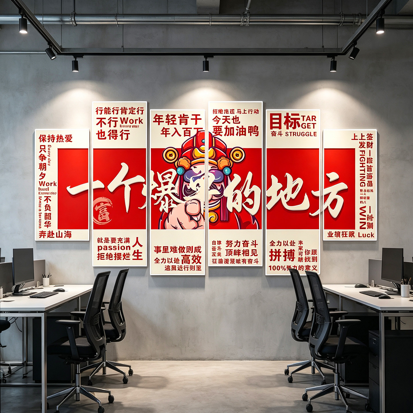 网红公司爆单励志标语氛围墙贴画