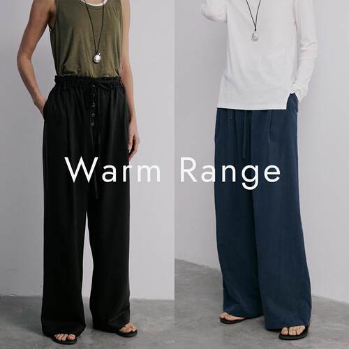WarmRange天丝亚麻花边抽绳长裤