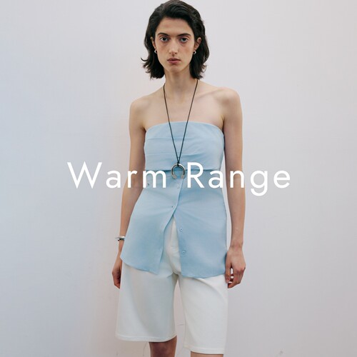 Warm Range 天丝通勤褶皱不对称抹胸上衣