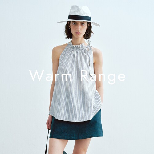 Warm Range 系带挂脖无袖上衣条纹吊带背心