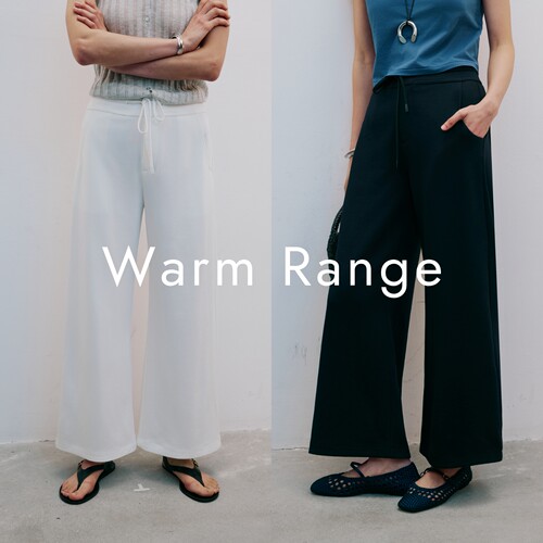 Warm Range 抽绳天丝针织弹力微喇叭九分裤