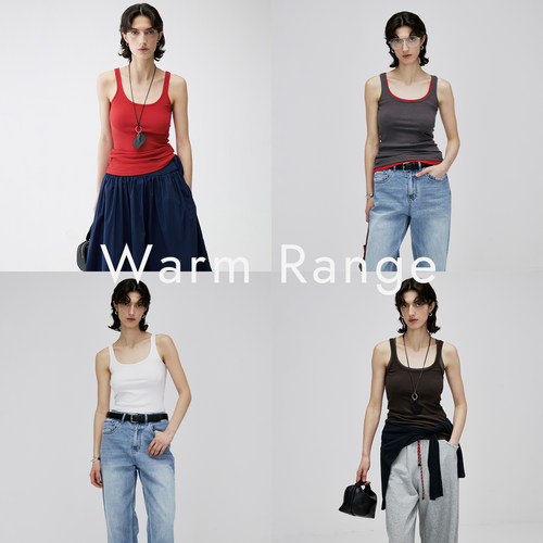 Warm Range 休闲百搭修身背心外穿夏季白色针织叠穿吊带女无袖