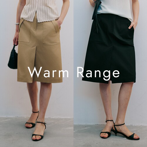 Warm Range 高开衩天丝棉直筒工装半身裙