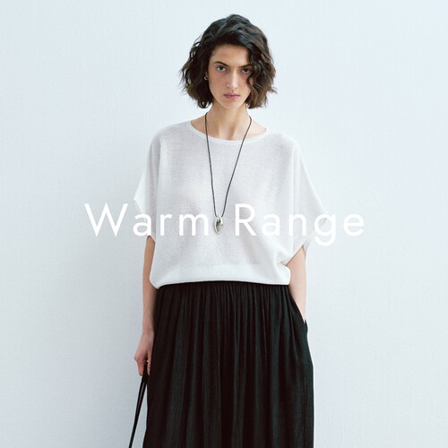 Warm Range 极简亚麻蝙蝠袖圆领针织罩衫