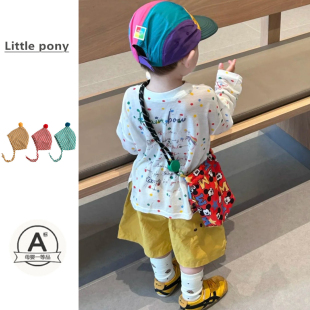 两件套防晒轻薄套装 儿童夏季 T恤短裤 可爱多巴胺彩色波点长袖 新款